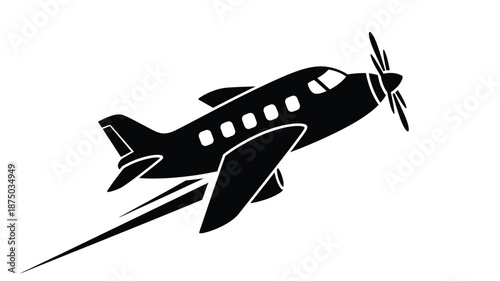 A black airplane in flight depicted as a striking silhouette