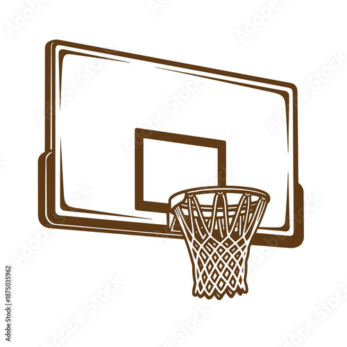 Vintage Brown basketball hoop and backboard illustration isolated on white background