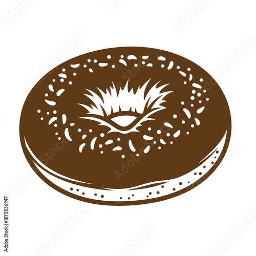 Vintage Brown donut with white sprinkles and frosting on top isolated on white background