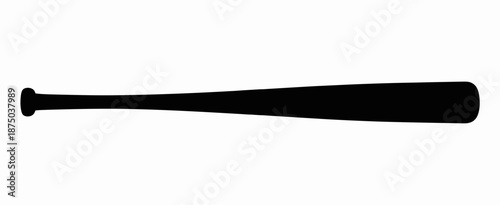 A black silhouette of a baseball bat against a white background
