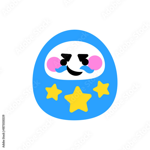 星模様が入った満足そうな表情のかわいいだるまのイラスト