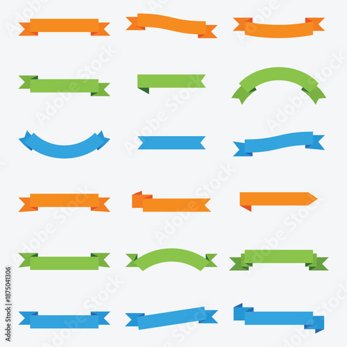 Colorful ribbon banner shapes set