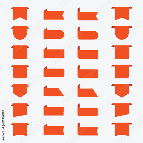 Orange label and banner shapes set
