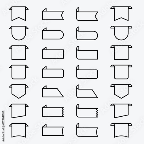 Hand drawn outline banner and label set