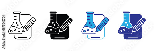 Vector illustration icon collection of laboratory equipment icons in various colors on white background