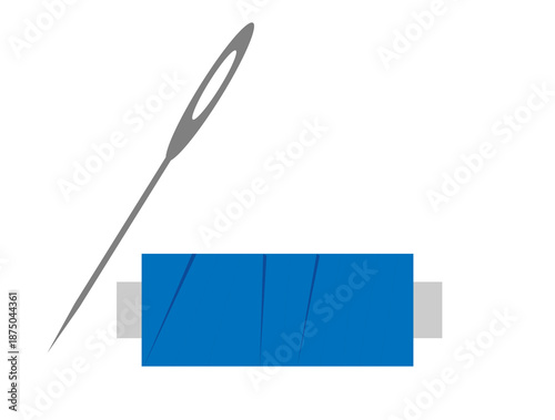 threads and a needle on a white background,