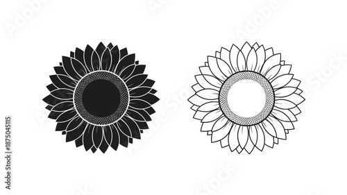 black and white sunflower designs side by side