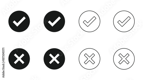 checkmarks and x marks in various styles and colors