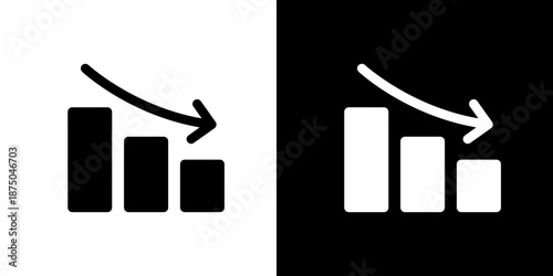 下降・低下・減少のグラフアイコン（ベクター）