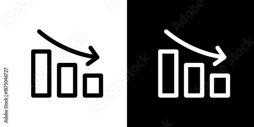 下降・低下・減少のグラフアイコン（ベクター）