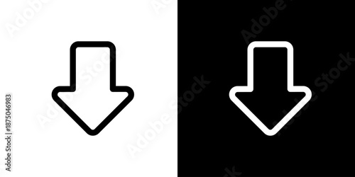 シンプルな下向き矢印のアイコン（ベクター）