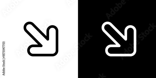 右下向き矢印のアイコン（ベクター）