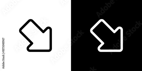 シンプルな右下向き矢印のアイコン（ベクター）