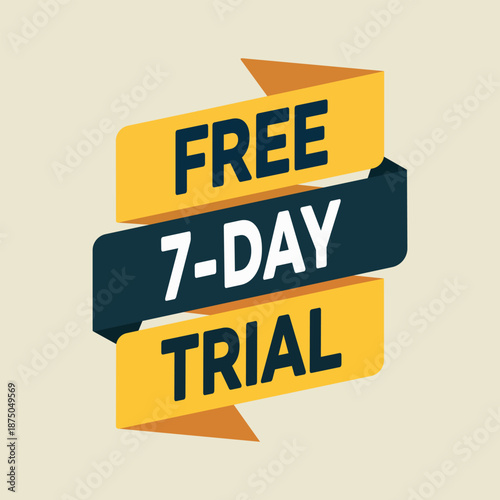 Bright yellow and black banner advertises a limited time seven day free trial offer
