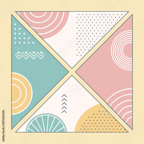 Abstract Geometric Pattern Background with Pastel Colors and Modern Shapes