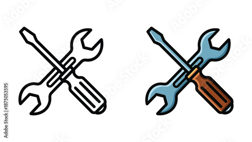 Crossed wrenches icon set