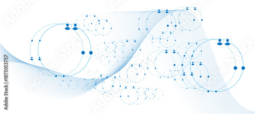 Network background. Connections with points, lines, and people icons. Vector technology background abstract music background