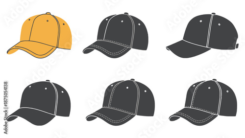 A collection of baseball caps in different styles and colors