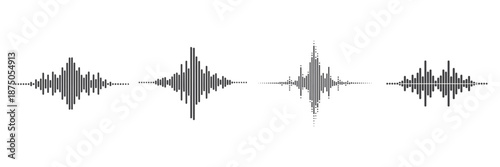 Sound Waves and Audio Frequency Equalizer Bars Set Minimalist Digital Signal Visualization