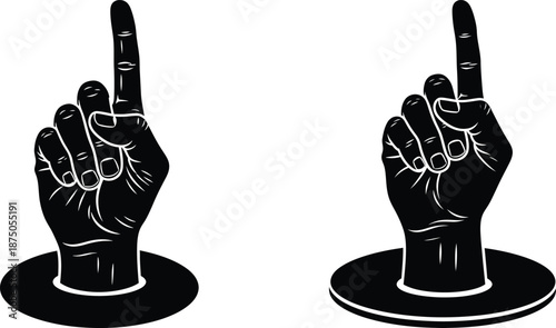 Silhouette raised index finger on platforms, number one symbol icon for leadership and success