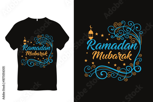 Ramadan Mubarak Typography T Shirt Design Islamic Holiday Lettering Illustration