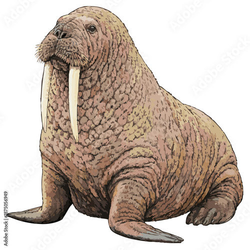 Odobenus rosmarus illustration art