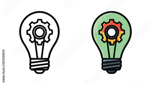 Creative idea generation with light bulb and gears