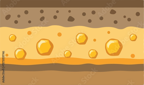 Geological deposite icon in flat art style illustrating layers of earth with mineral deposits and sediment