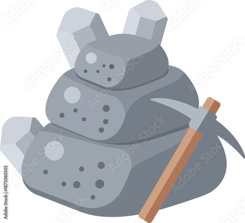 Geological deposite icon in flat art style illustrating mineral extraction process