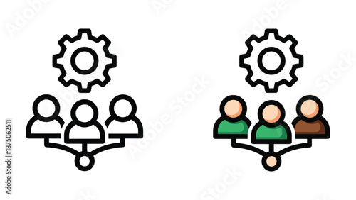 Teamwork and collaboration with gears representing productivity