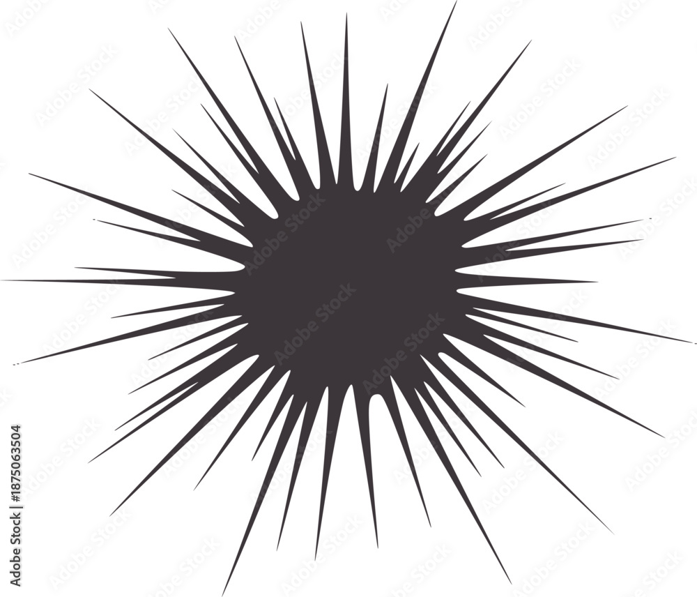 Fototapeta premium Dark grey spiky starburst explosion radiating outward