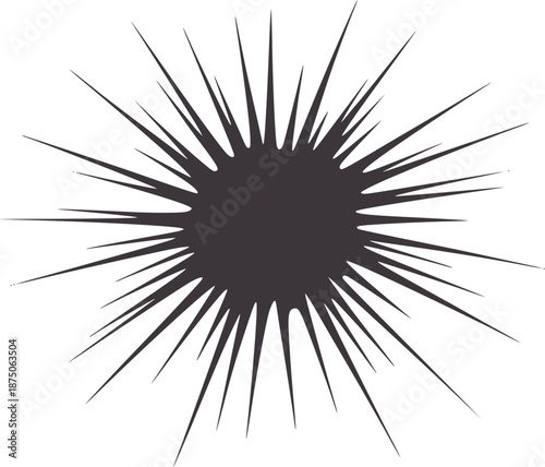 Dark grey spiky starburst explosion radiating outward