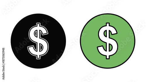 Dollar sign icons in black and green circles