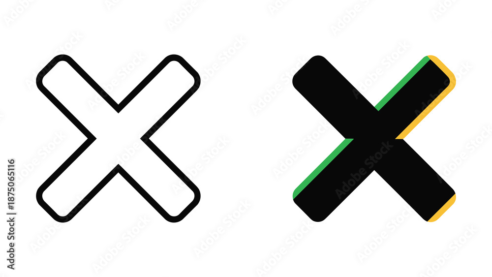 Obraz premium Cross mark symbol in different styles