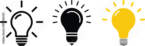 Light bulb icon. Creative idea and inspiration concept. Energy and thinking symbol. Idea sign symbol. Bulb icon collection. Vector illustration
