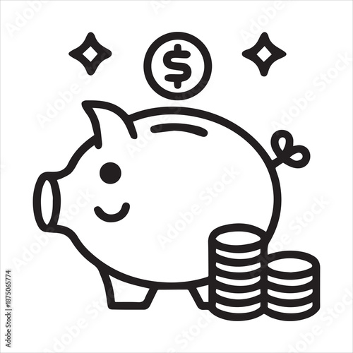 Joyful piggy bank with coins and sparkles symbolizing savings growth financial success and wealth accumulation