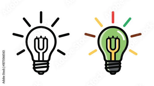Creative idea generation with bright light bulb