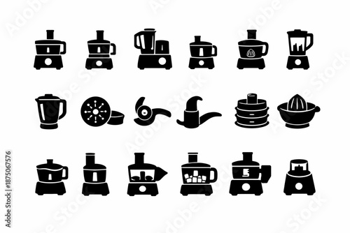 Silhouette collection of kitchen appliances and utensils