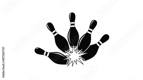 black bowling pins forming a hand with explosion