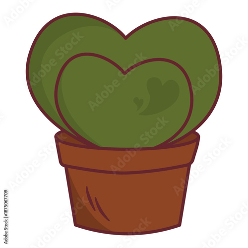 Potted Hoya Kerrii houseplant with two overlapping heart shaped leaves graphic