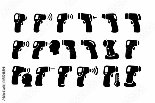 Thermometer icons: scanning methods and temperature measurement