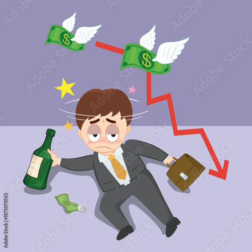 A businessman financially failed and drunk.