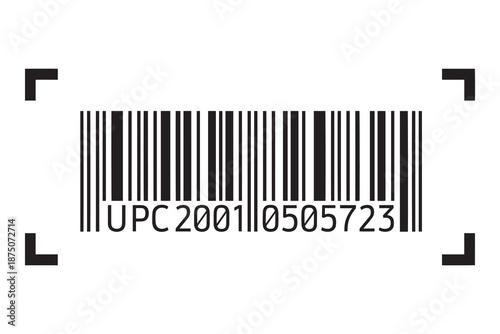 Upc barcode with unique identifier on white background