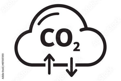 Carbon dioxide cloud symbol isolated on white background