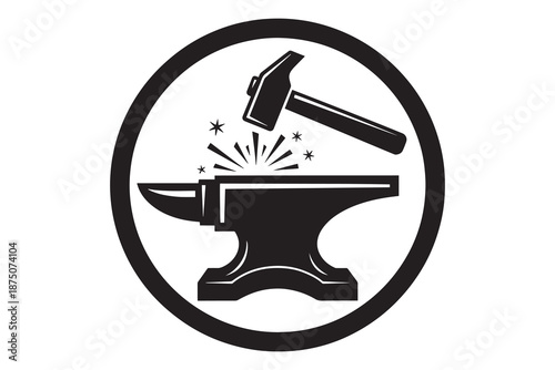 Blacksmith hammering on an anvil in a circle