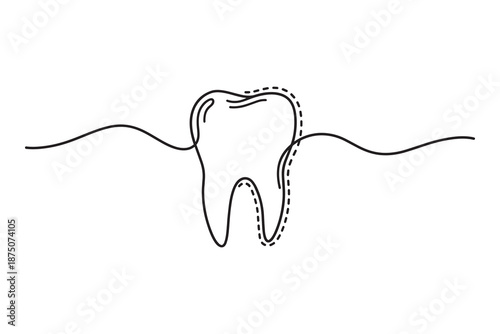 Dental health concept with tooth and floss isolated on white background
