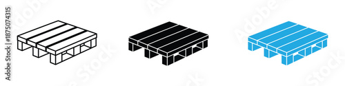 wooden pallet black symbol vector. Detailed pallet illustrations in black and white for design. Set of wooden pallets in color schemes. Pallet icon. Pallet design concept from Delivery and logistic co
