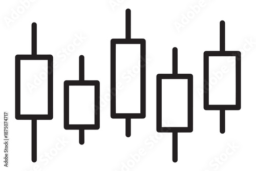 Black candlestick chart icons isolated on white background