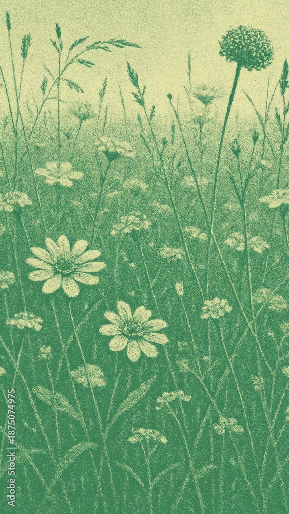 Fototapeta premium Serene wildflower meadow mobile wallpaper