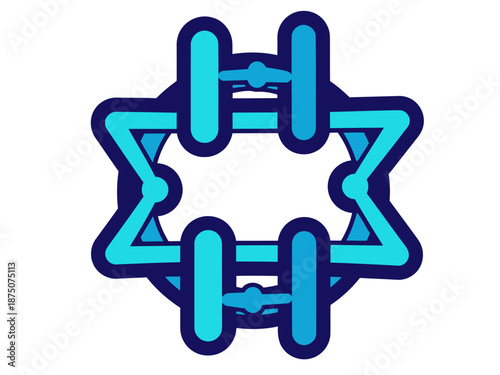 Modern, stylized logo featuring a quantum qubit symbol. Vibrant blue and teal hues create a dynamic and technologically advanced design. Ideal for tech, innovation, and digital branding.